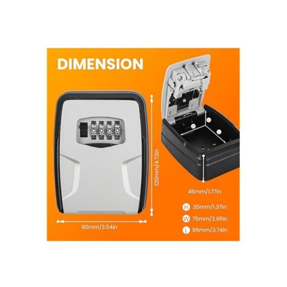 Fayleeko Wall-Mounted Key Lock Box 5 Key Capacity  Waterproof w Protective Cover - Picture 3 of 8